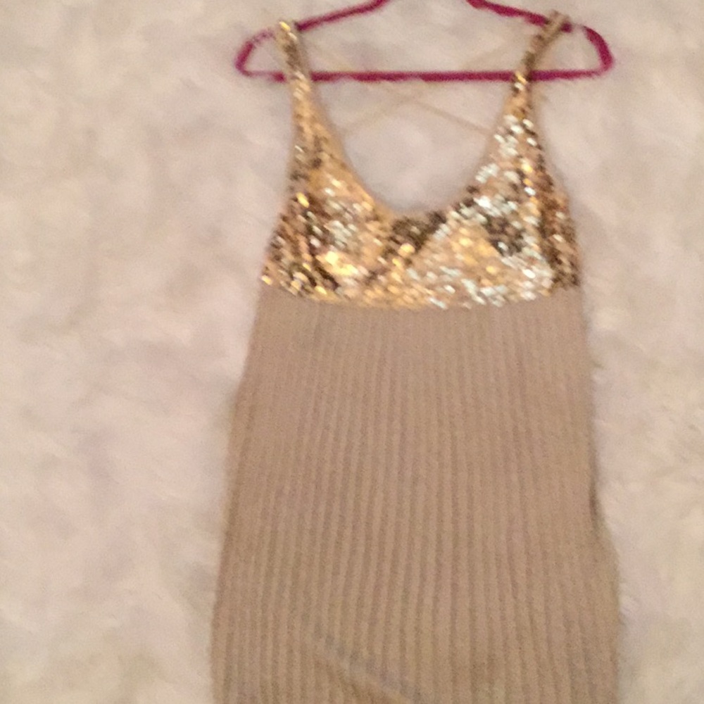 Gold and coco cocktail dress